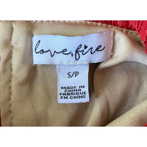 Love Fire Top Size Small Red Floral Lace Sleeveless Halter Lined - Picture 4 of 12